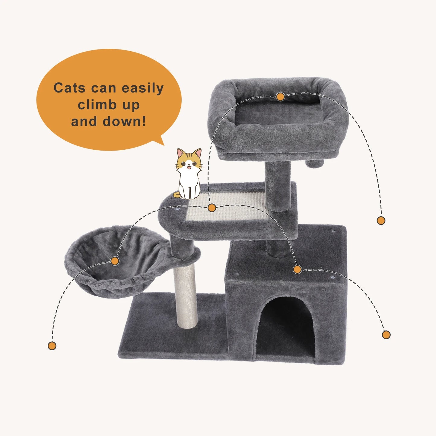 Plush Cat Tower with Large Cat Condo