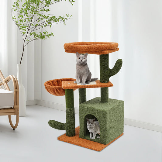 16.53*15.74*30.3in Cat Tree  Soft Condo, Cactus-Shape Cat Scratching Climbing Frame