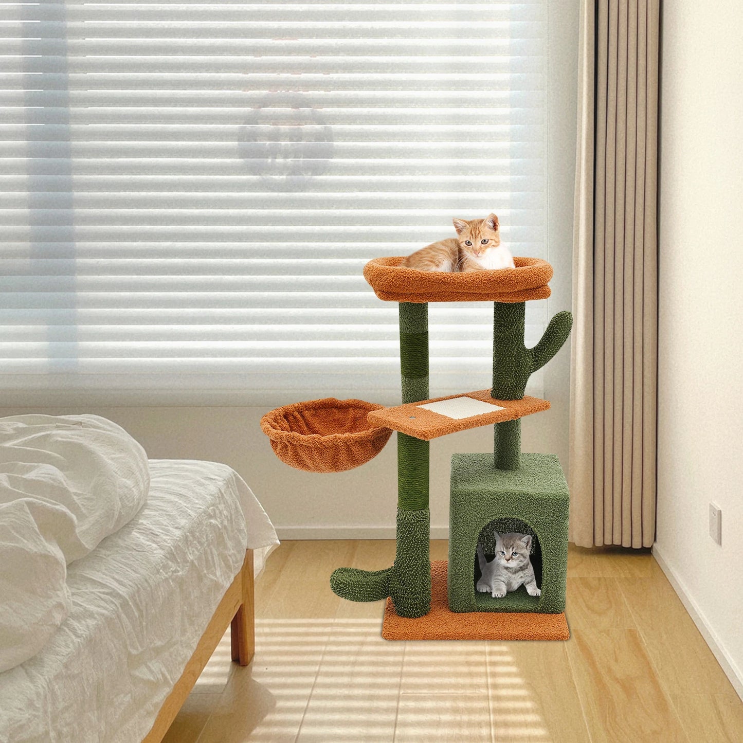 16.53*15.74*30.3in Cat Tree  Soft Condo, Cactus-Shape Cat Scratching Climbing Frame