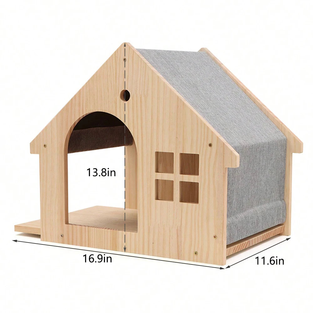 1pc Wall Mounted Cat Condo wooden Villa