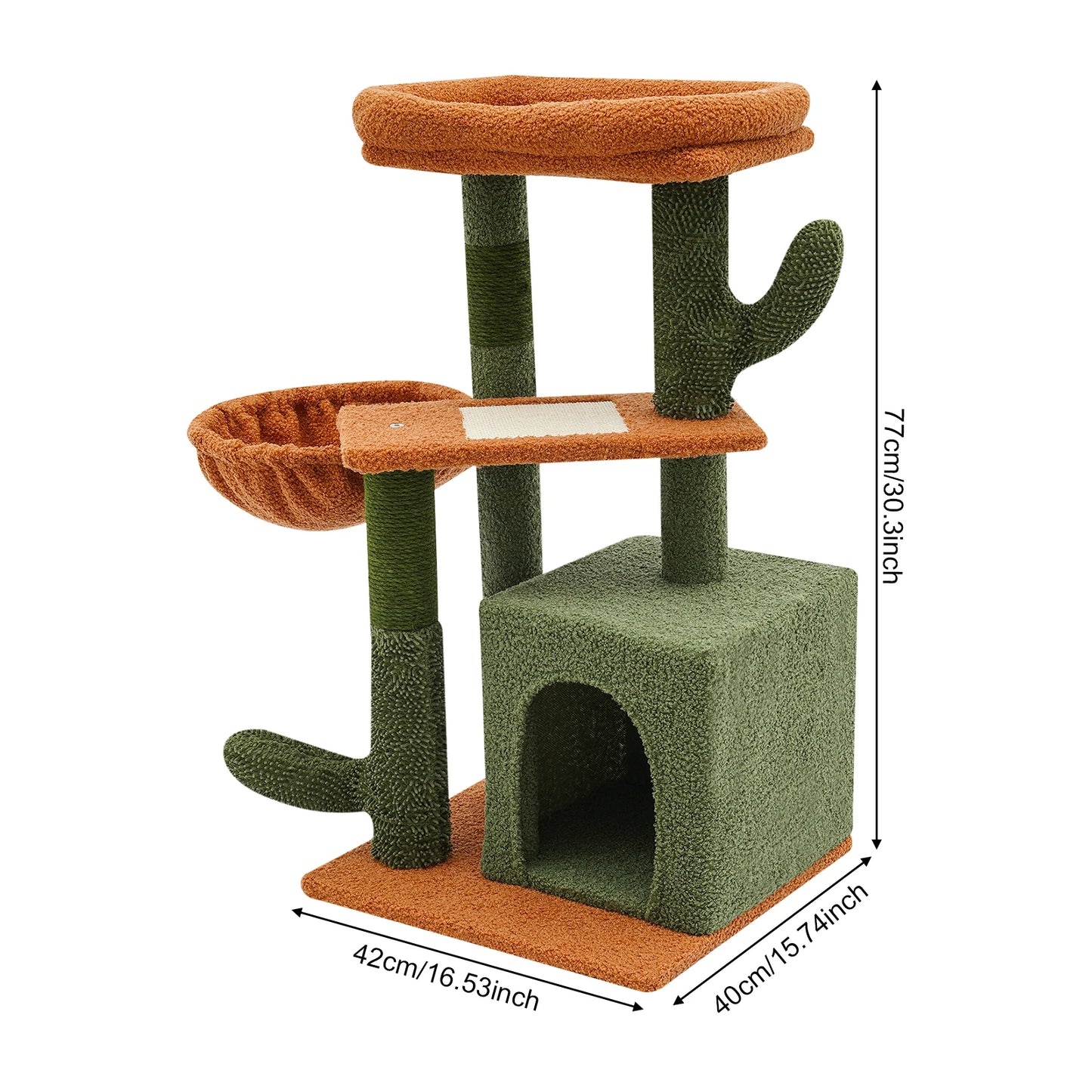 16.53*15.74*30.3in Cat Tree  Soft Condo, Cactus-Shape Cat Scratching Climbing Frame