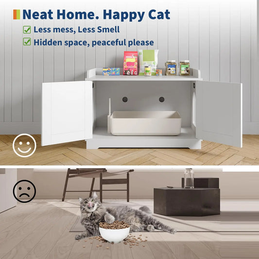 31.5 Inch Wooden Cat Litter Box Enclosure With Barn Door Ventilated