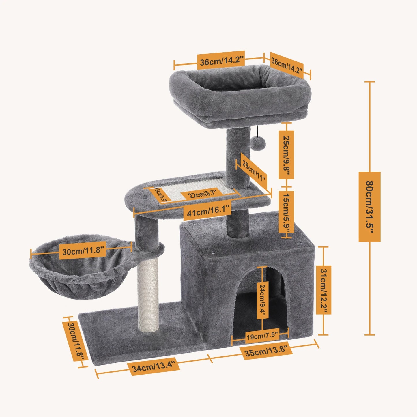Plush Cat Tower with Large Cat Condo