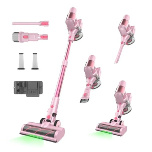 Pink Cordless Vacuum Cleaner 550W 45KPA Turbo Suction 60 Mins Runtime Self-Standing with LED Display Anti-Tangle Brush Stick Va
