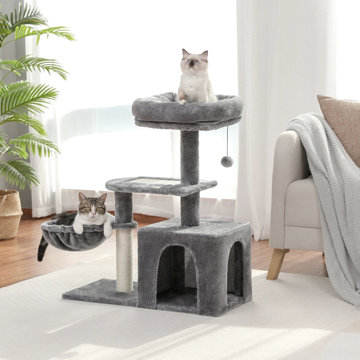Plush Cat Tower with Large Cat Condo