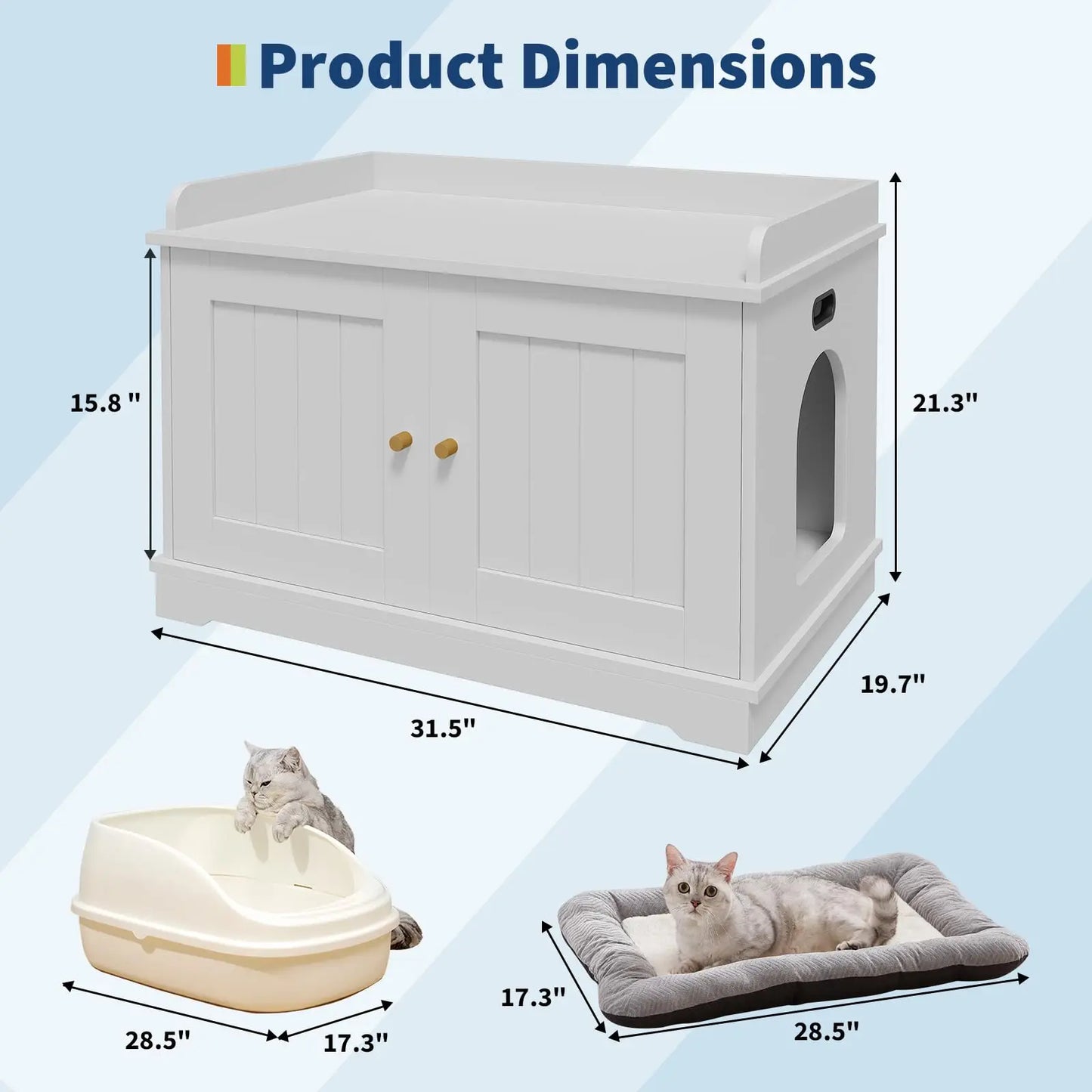 31.5 Inch Wooden Cat Litter Box Enclosure With Barn Door Ventilated